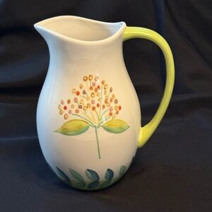Foreside Decorative Flowers and Foliage Pottery Serving Pitcher